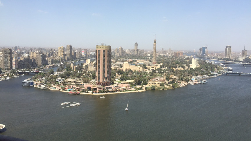 Blick auf Kairo und den Nil aus der Vogelsperspektive